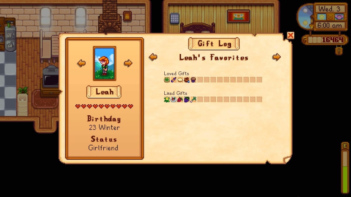 Stardew Valley 1.4 First Impressions gift log