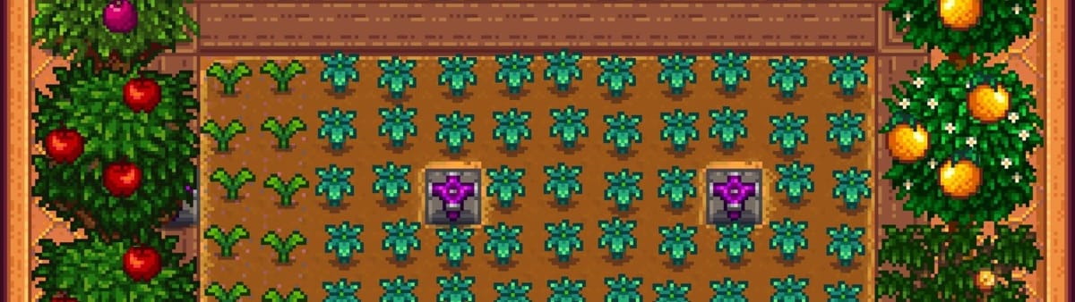 Stardew Valley screenshot showing a greenhouse filled with many plants as well as Rare Seeds