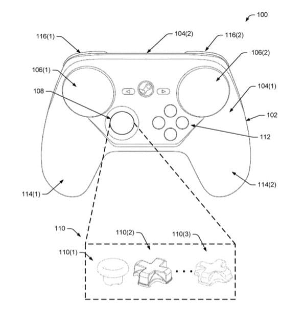 The new Steam Controller shown in Valve's new patent