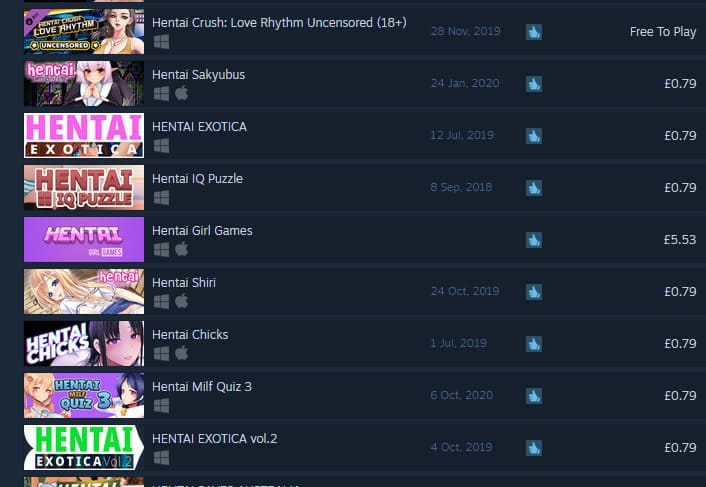 Steam Store Adult Games