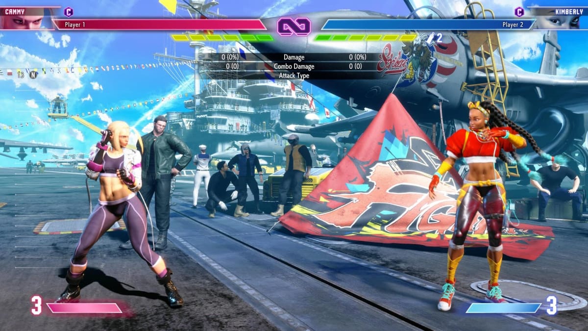 Cammy fighting Kimberly in Street Fighter 6 Training mode