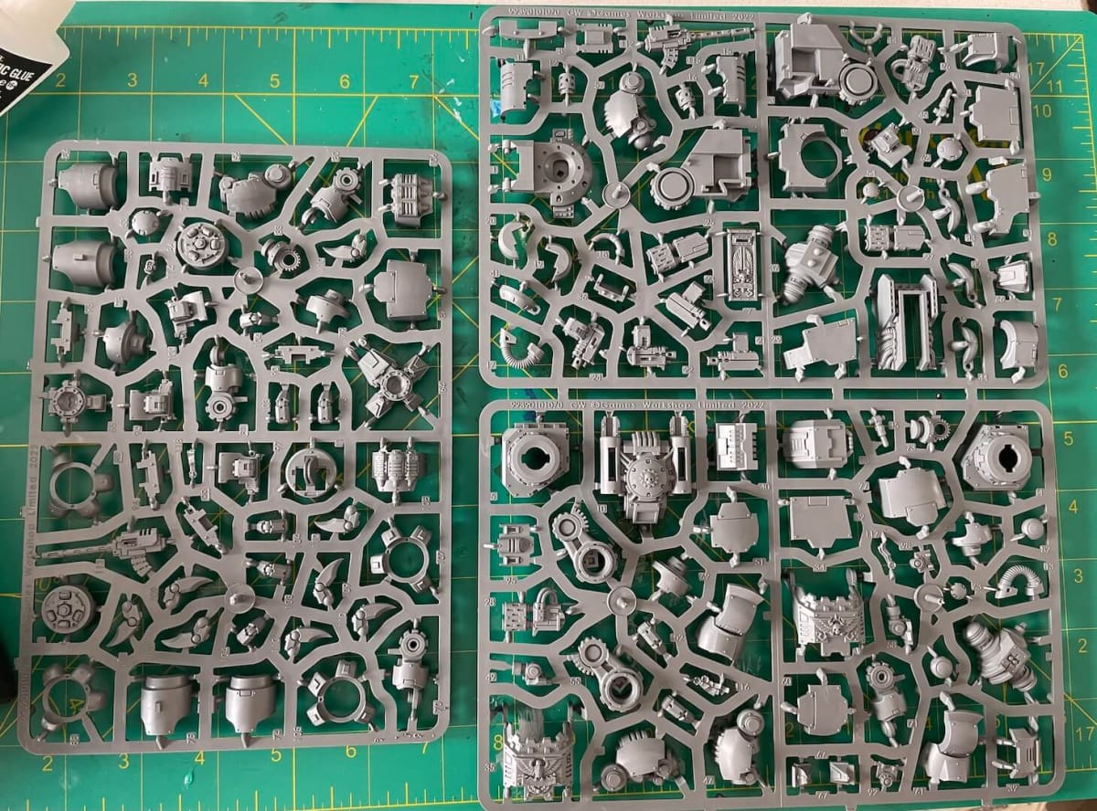 A photograph of the Sprue for Strike Force Agastus Brutalis Dreadnought