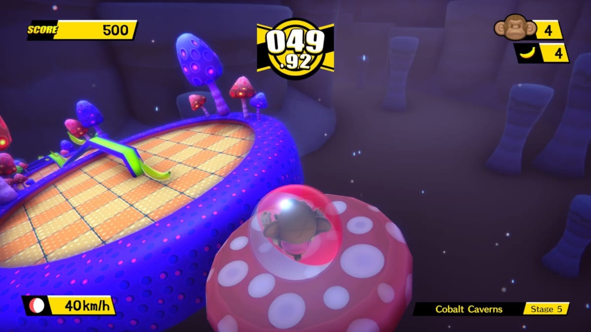 A later mushroom-themed level in Super Monkey Ball: Banana Blitz HD