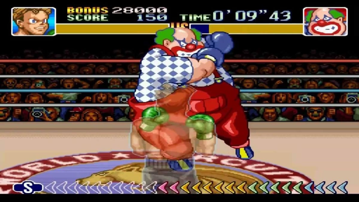 A screenshot of Super Punch-Out!!, the game emulated on the original version of the SNESticle.