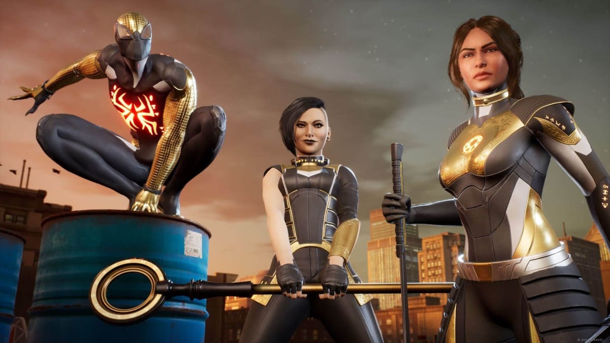Three of the heroes in Marvel's Midnight Suns, a Take-Two game