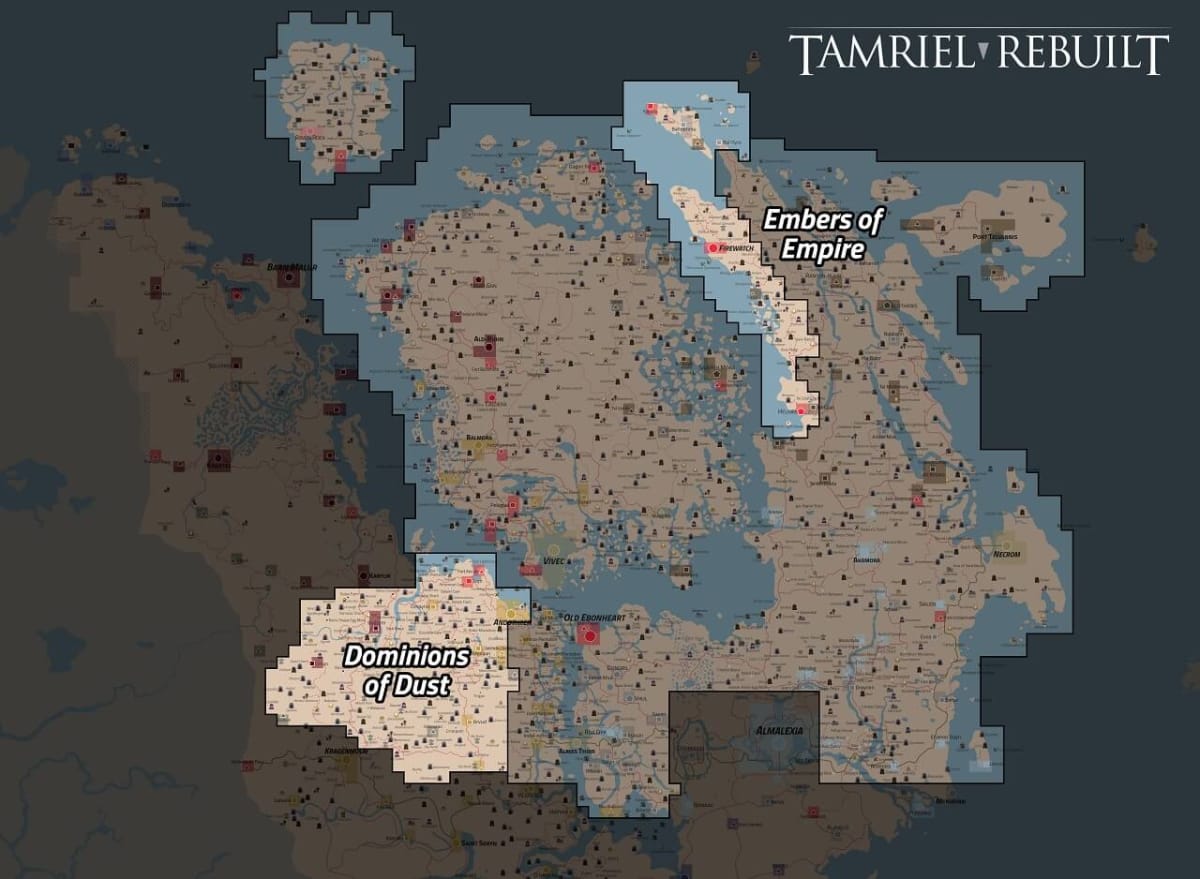 Morrowind Mod Tamriel Rebuilt new areas that have just been added.