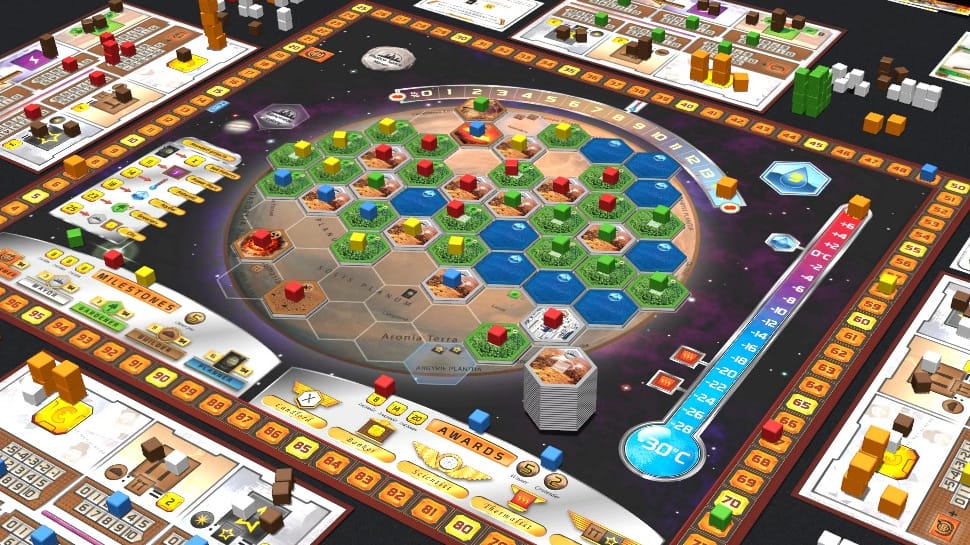 An image of the game board for Terraforming Mars