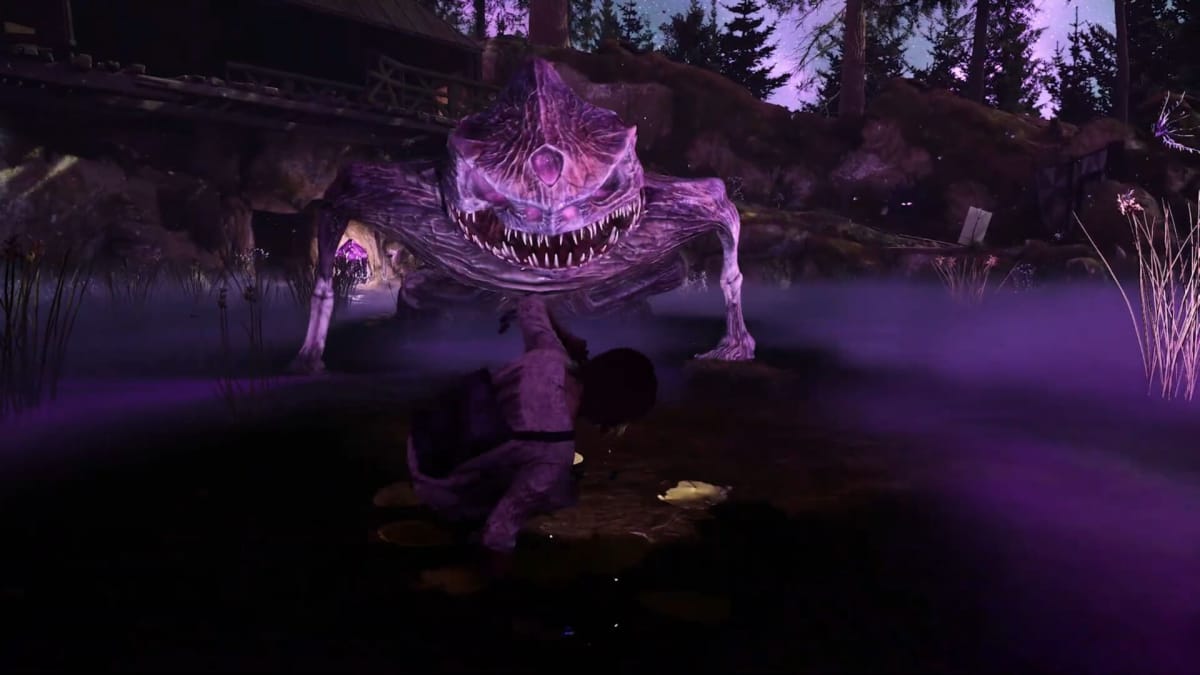A grotesque creature attacking the player in The Chant