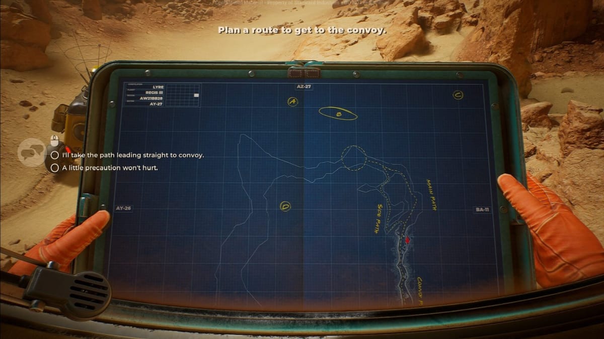 The Invincible Map where you are picking out your route to visit the convoy