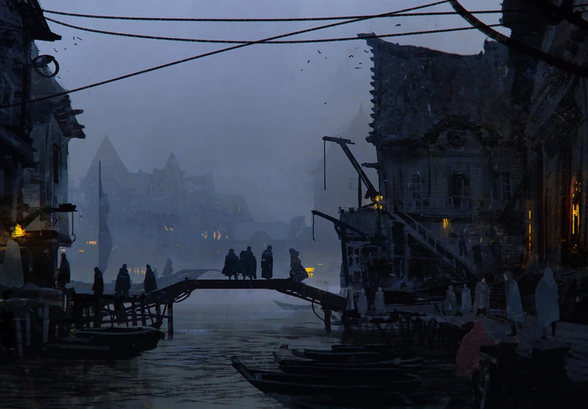 Artwork of Lake Town from The Hobbit