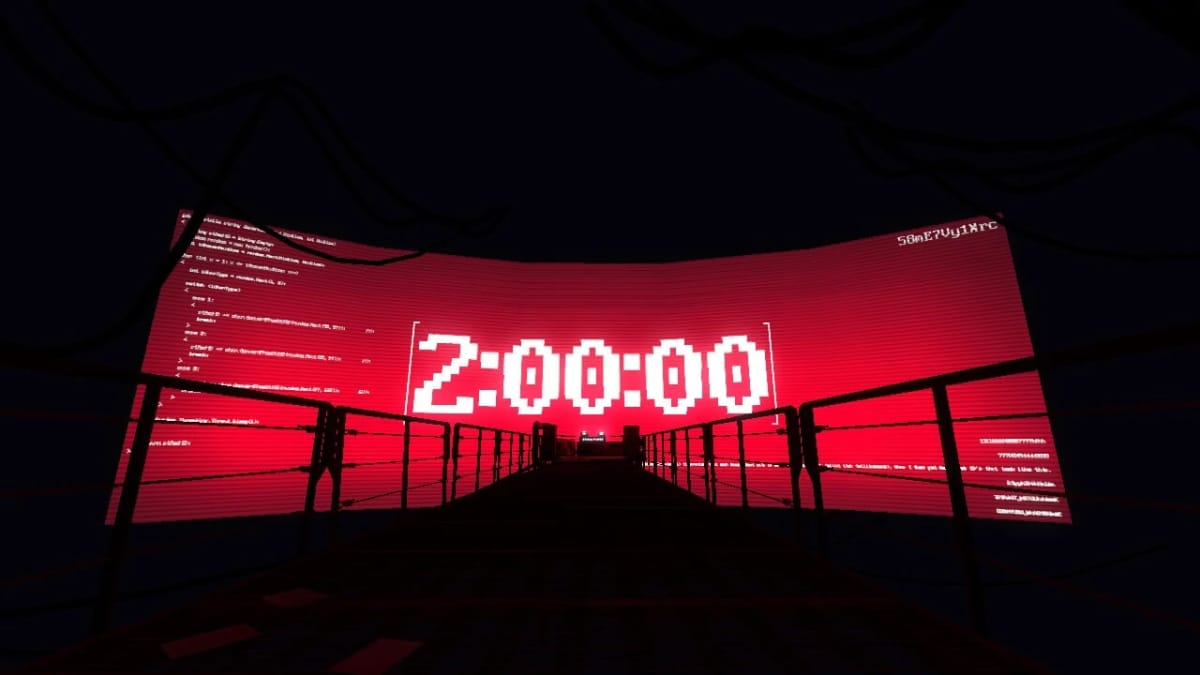 A huge red screen with a countdown timer