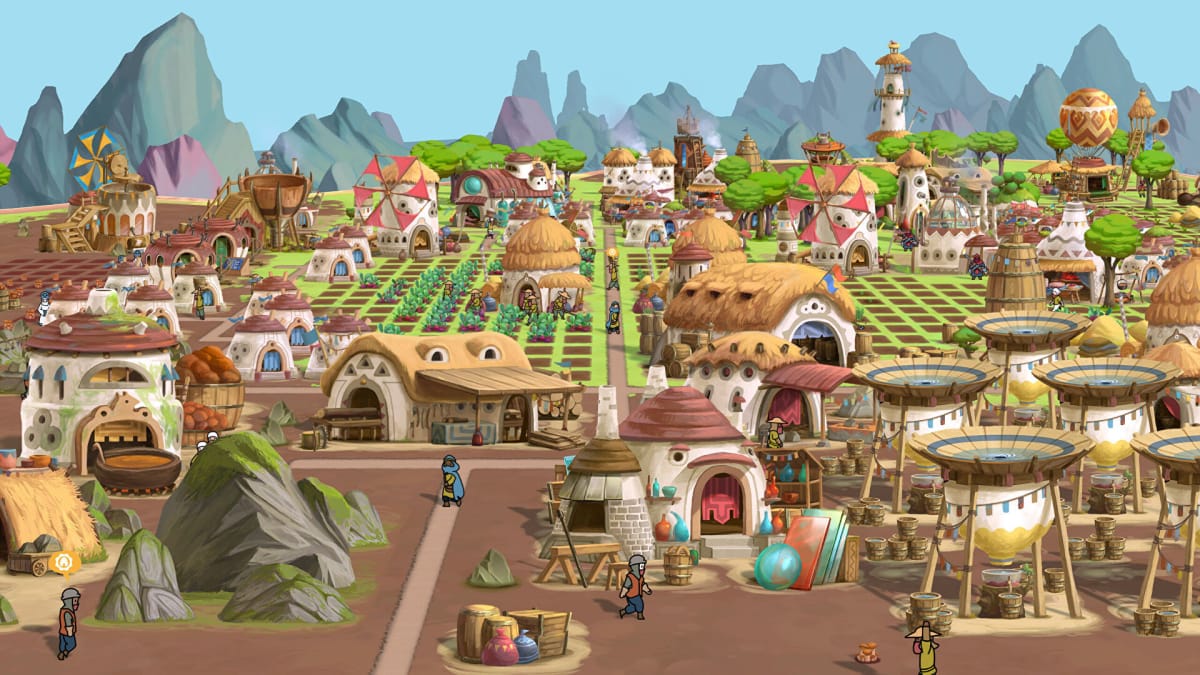 The Wandering Village Villagers Happy in Functional Village Screenshot