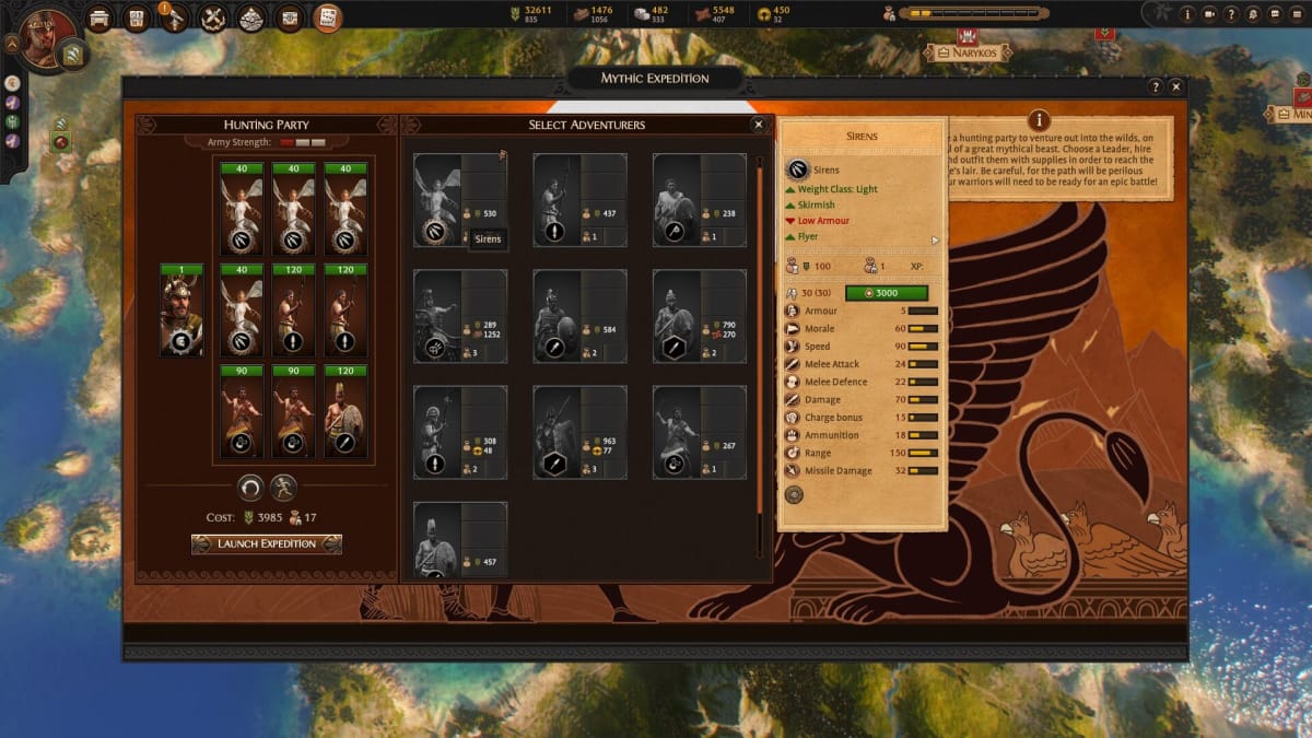 A screenshot showing the expedition screen
