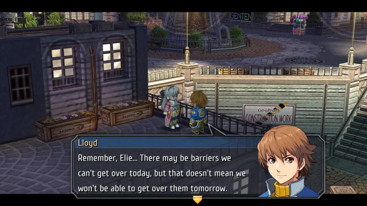 Encouraging words from Lloyd from one of the Crossbell Trails games.