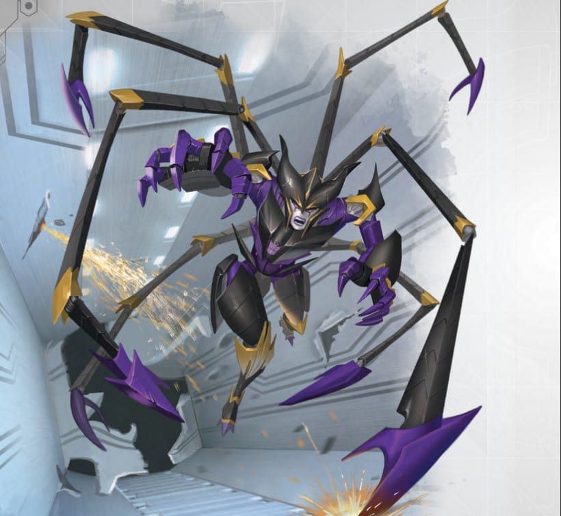 Artwork of the Decepticon Airachnid from Transformers: The Roleplaying Game
