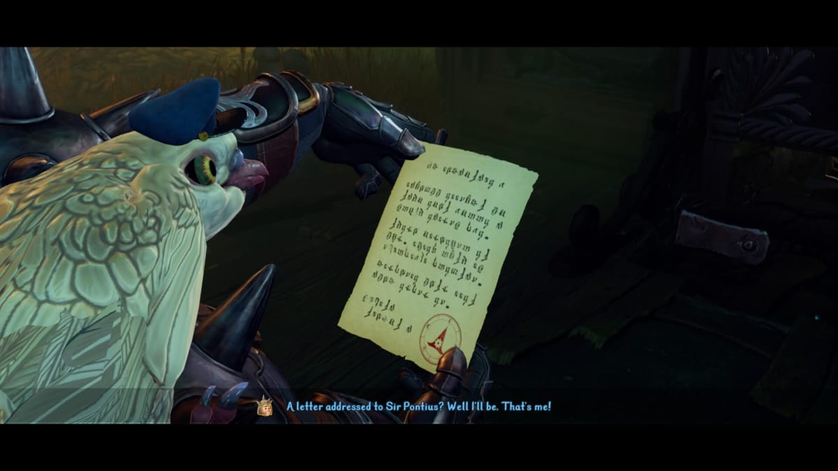 A bird delivers a letter in Trine 4: The Nightmare Prince
