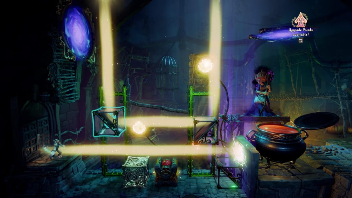 A light redirection puzzle in Trine 4: The Nightmare Prince