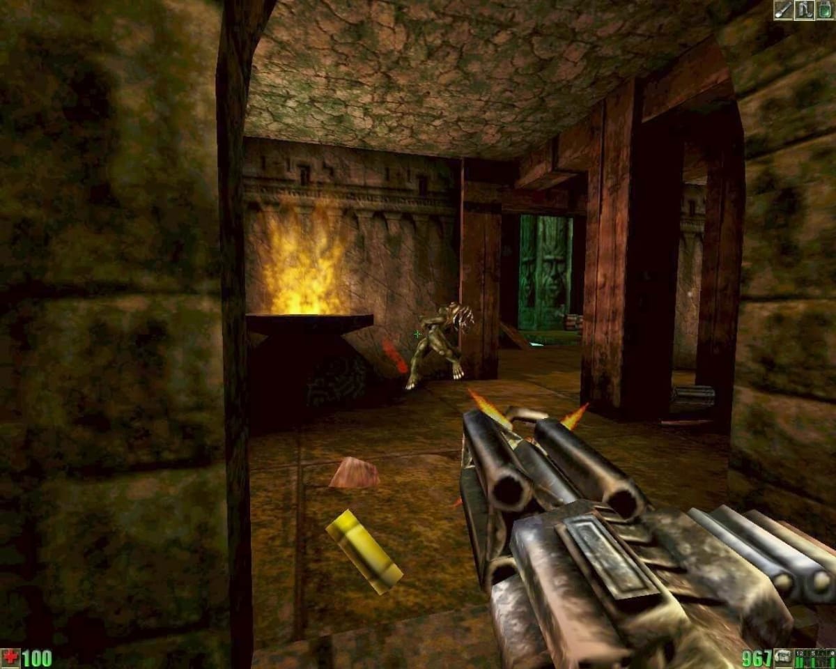 The player firing at an enemy in Unreal Gold, one of the games Epic is closing online services for