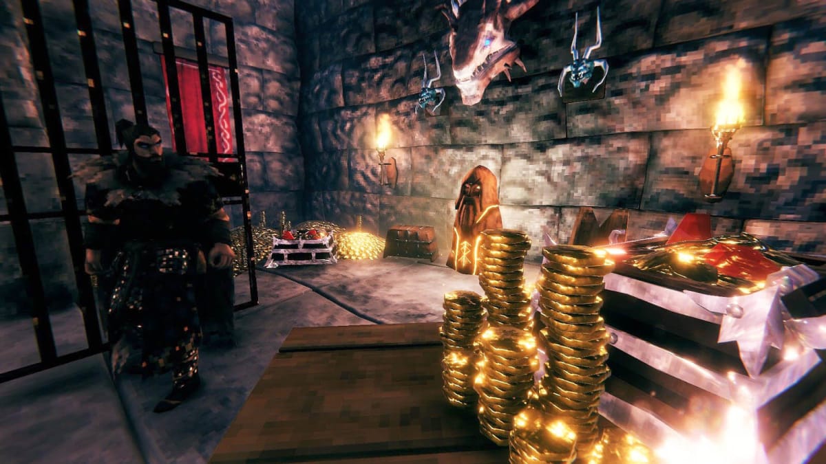 The new coin stack feature in the Valheim Hearth & Home update