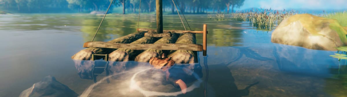 Valheim Boat Guide - Pushing a Raft by Hand