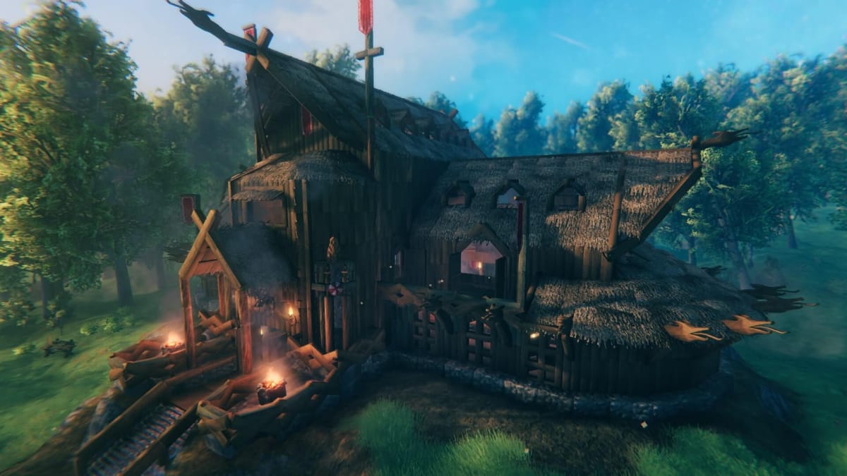 A house in Valheim designed like the longhouse from For Honor.