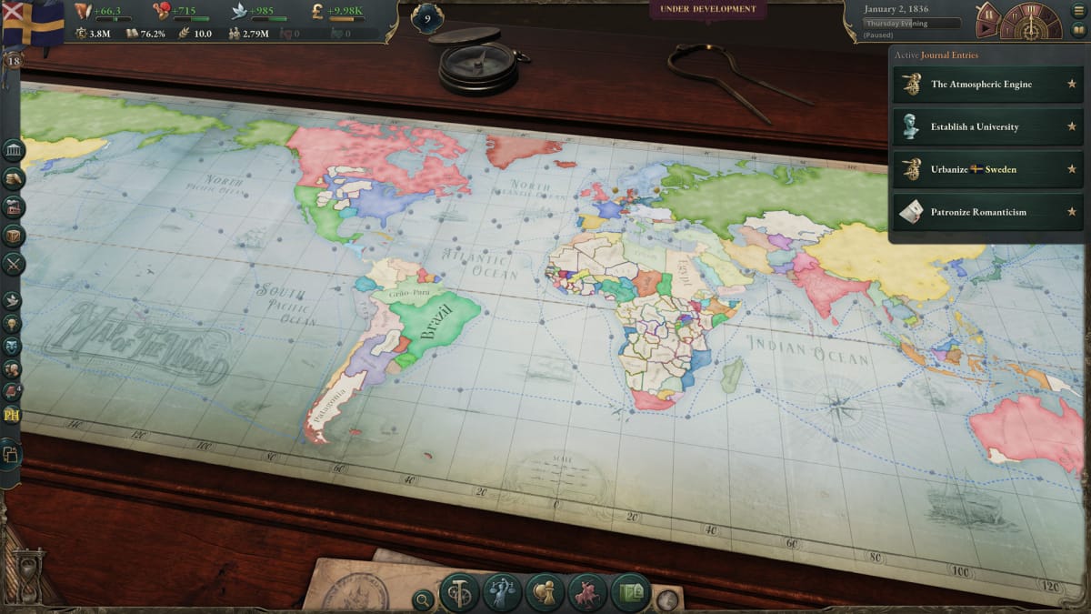 A Victoria 3 screenshot showing off a map of the world.