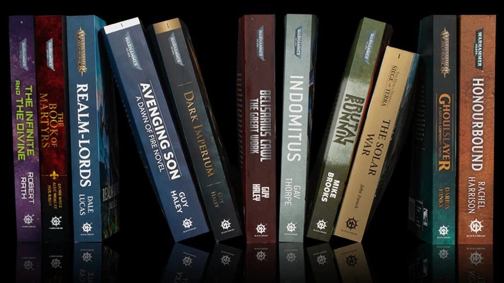 A selection of different Warhammer Black Library novels.