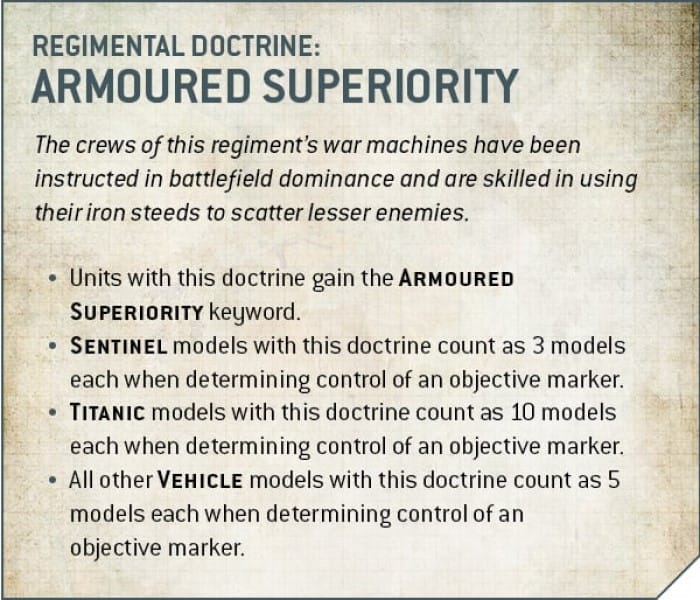 A screenshot of a new doctrine from the new Imperial Guard codex