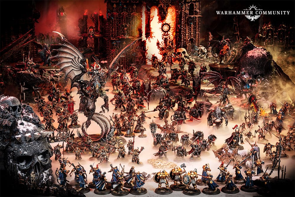 The Warhammer Slaves To Darkness amass their full power on a bloody turf with tons of models ready to battle