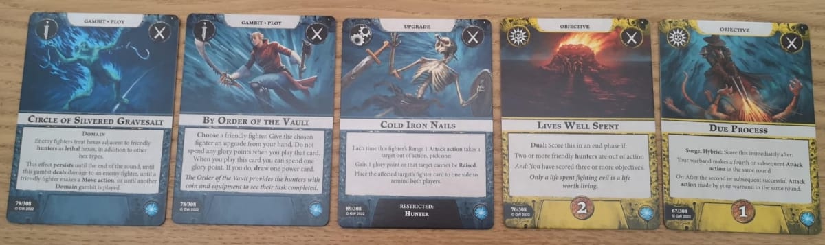 Cards used in playing Warhammer Underworlds Hexbane's Hunters