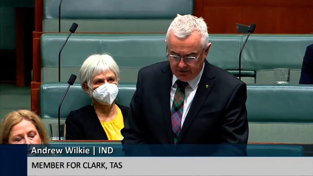 Andrew Wilkie is introducing the proposed Australia loot box law in this photo.
