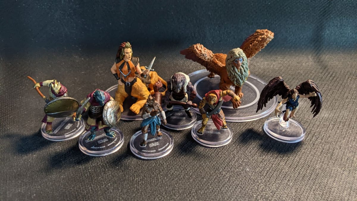 A group of demi-human and were creatures from Wizkids Sand and Stone Blind Box