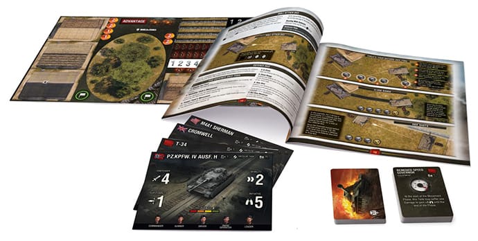 The manual and some tank cards in the World of Tanks miniatures game