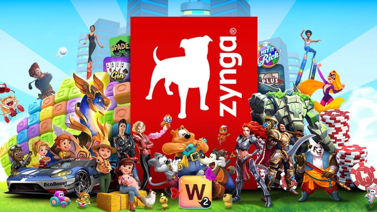 The Zynga logo and many of the company's most recognizable characters