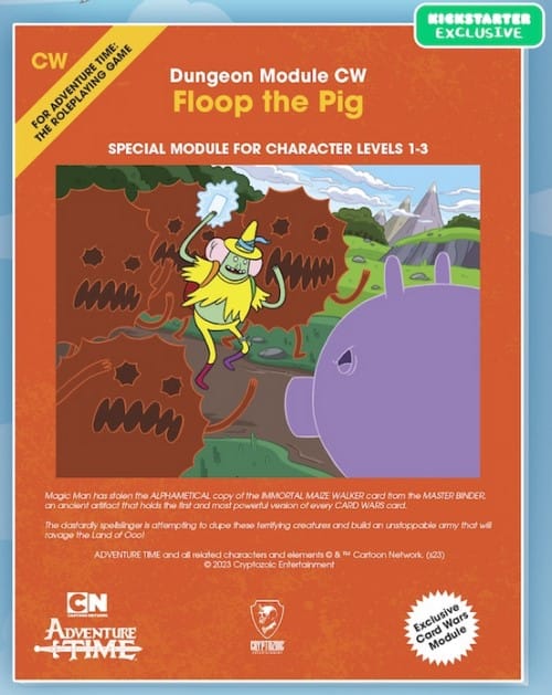 A screenshot of the Floop The Pig module from the Adventure Time Card Wars 10th Anniversary Kickstarter
