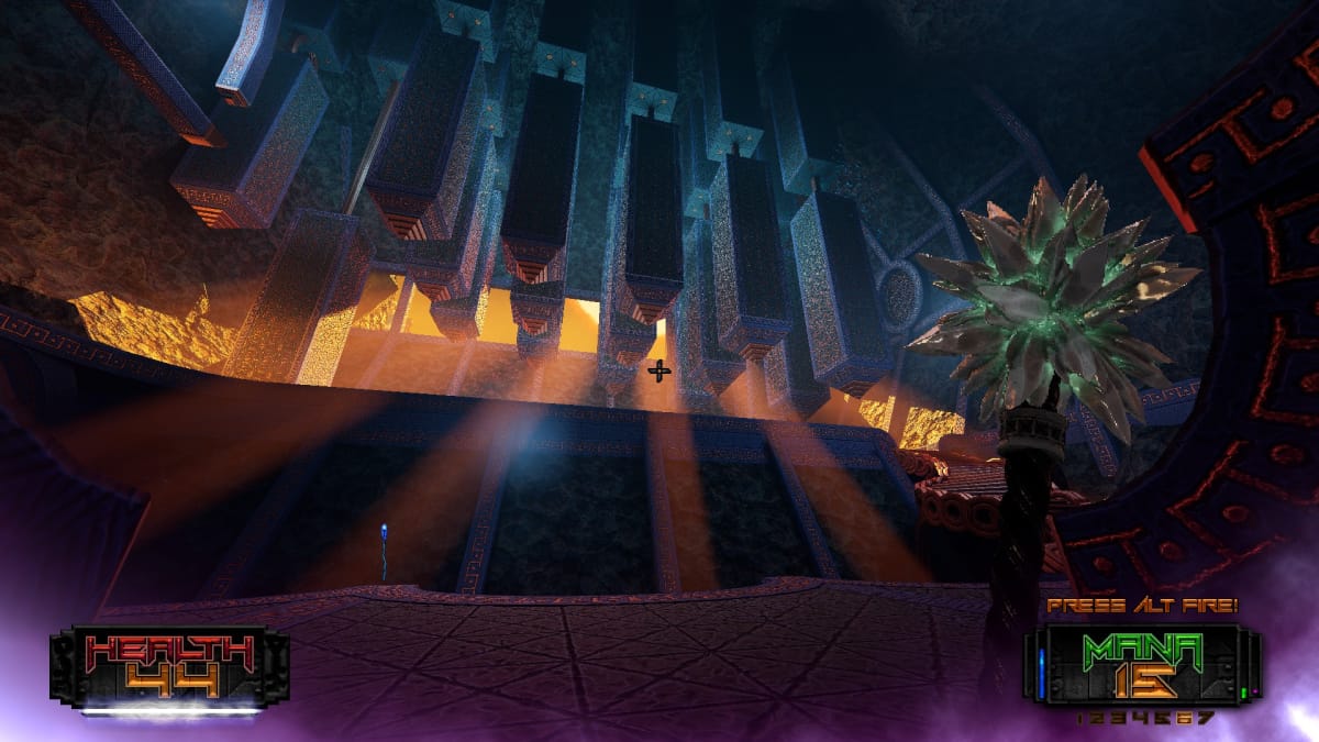 A look at a level in Amid Evil: The Black Labyrinth DLC.
