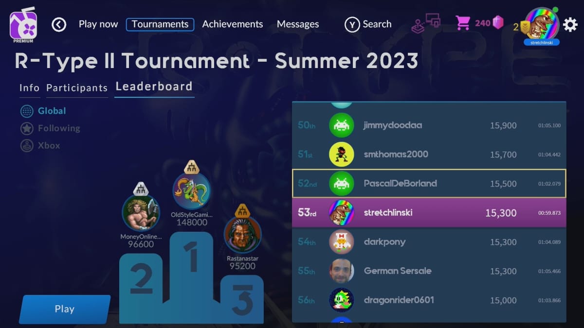 Tournaments on Antstream Arcade