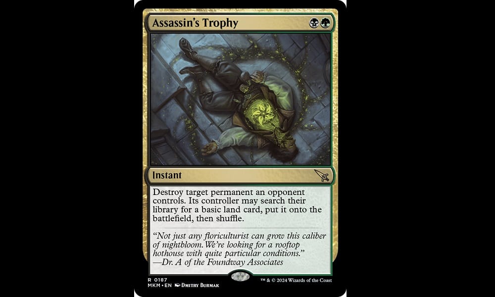 Assassin's Trophy on a black background