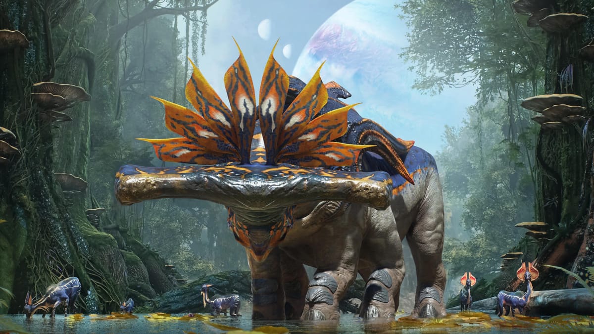 A giant dinosaur-like creature in Avatar: Frontiers of Pandora, which belongs to a movie franchise on which Weta FX (from which Weta Digital, being closed by Unity, is an offshoot) has worked