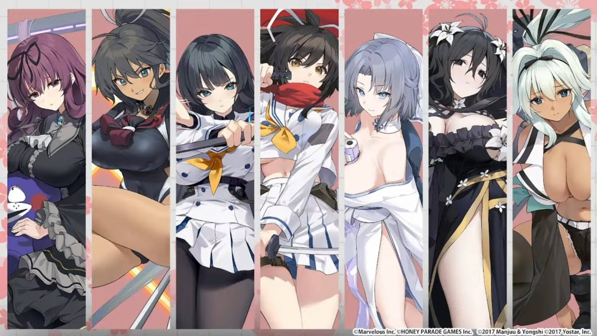 All the girls that will appear in the Senran Kagura X Azur Lane collaboration