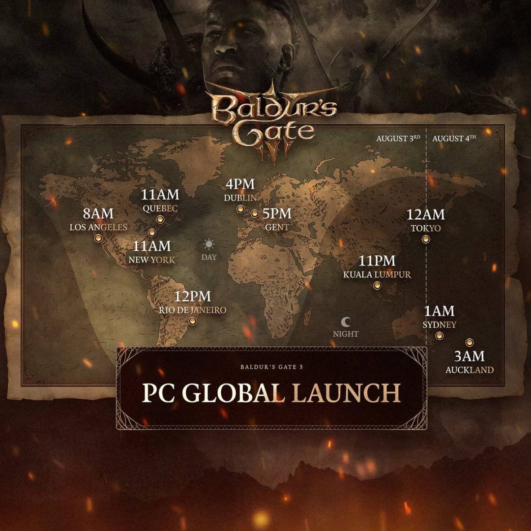 Baldur's Gate 3 Release Times Per Region