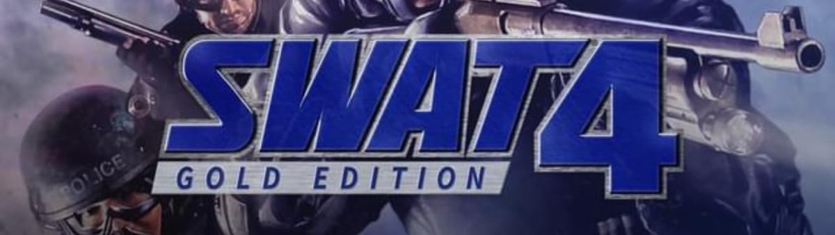 banner image with several police officers in tactical gear behind a title reading SWAT 4 GOLD EDITION