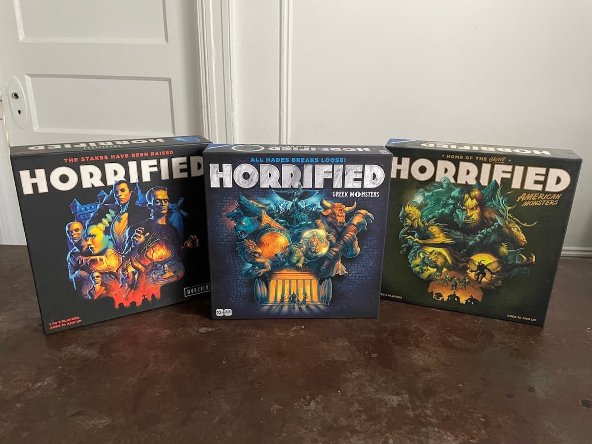 An image of all of the Horrofied games currently available, image as part of our Best New Horror Board Games feature article.