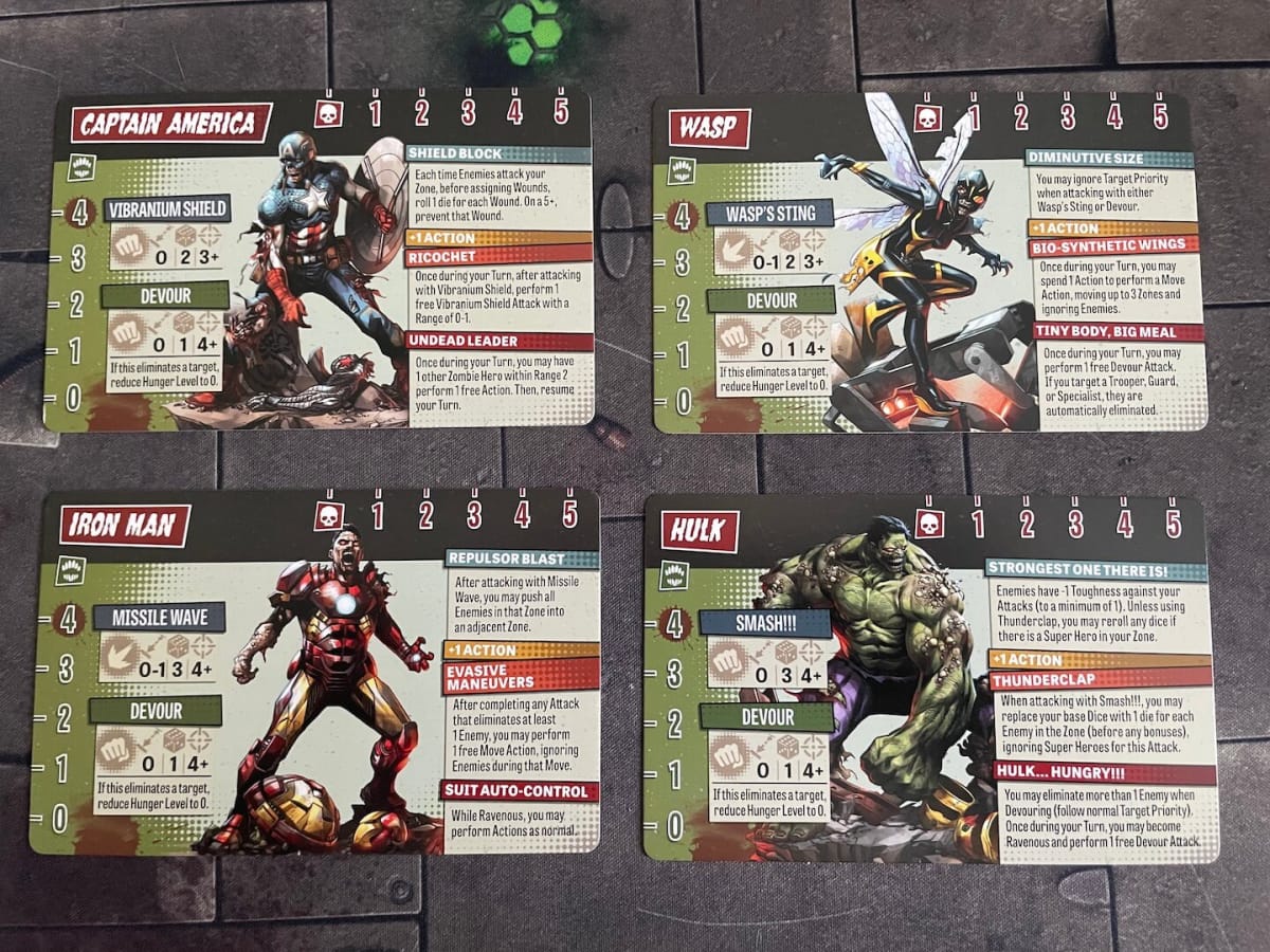 Each Marvel Zombies character has their own unique abilities, image from our Best New Horror Board Games roundup