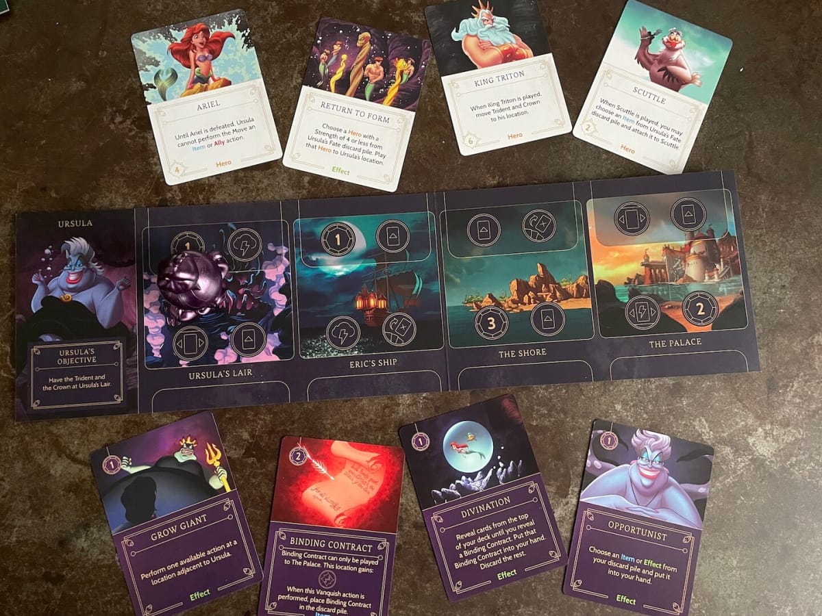An image of Ursula's player board from Disney Villainous: Introduction to Evil from our Best New Horror Board Games roundup!
