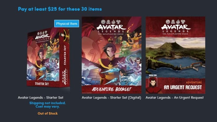 A screenshot from the Best of Magpie Book Bundle featuring books of Avatar Legends