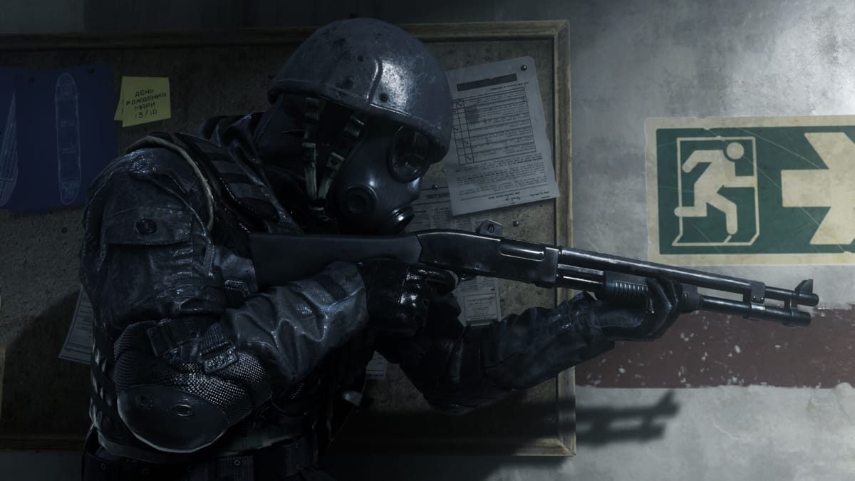 A soldier wielding a shotgun in Call of Duty: Modern Warfare Remastered