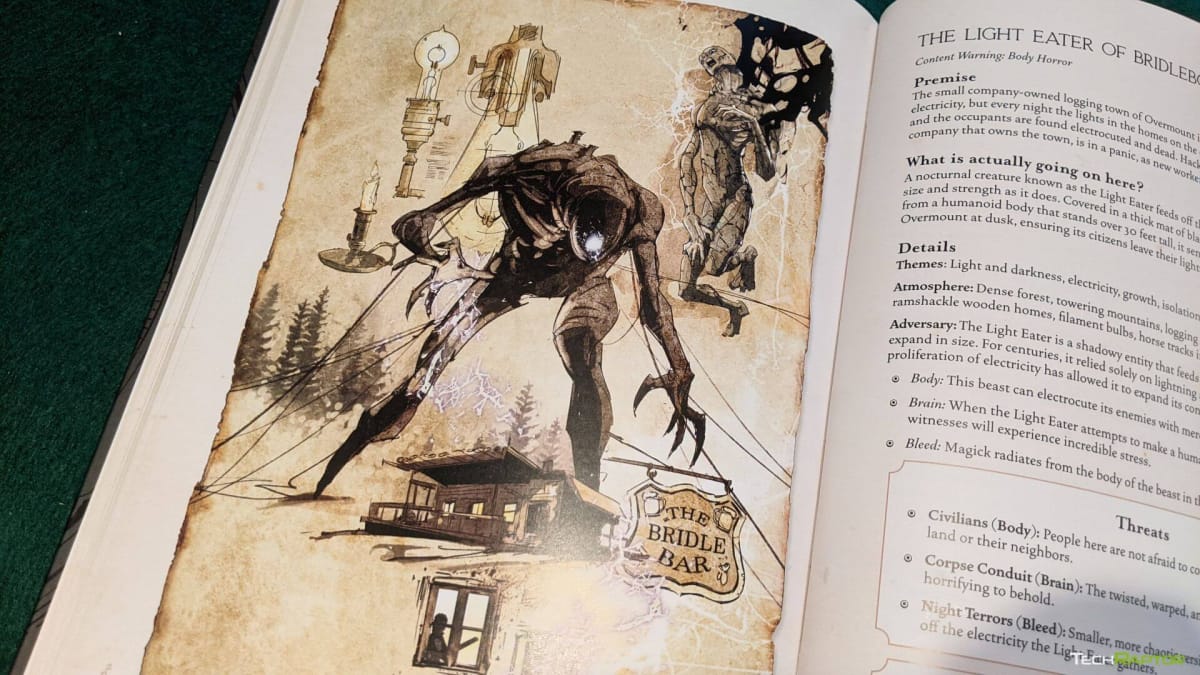 The Candela Obscura Core Rulebook showing a scary monsters
