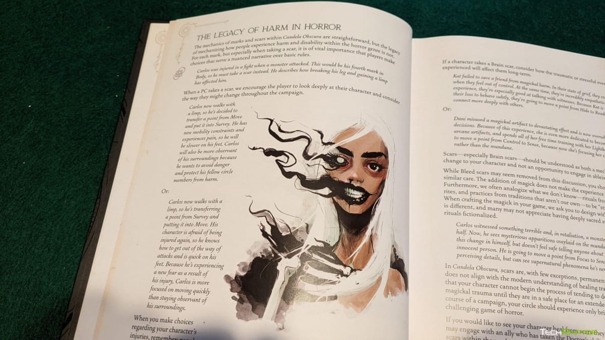 A page on the care horror needs in Candela Obscura Core Rulebook