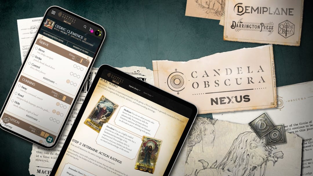 A screenshot of compendium entries visible on a smartphone via Candela Obscura Nexus